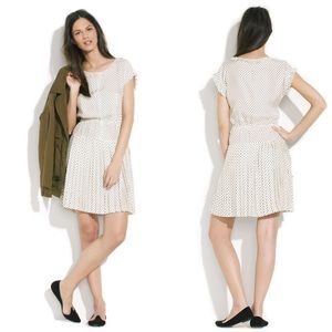 Madewell Cream Polka Dot Pleated Short Dress